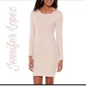 Jennifer Lopez Women’s Blush Pink Long-Sleeve Cocktail Bodycon Dress Size Large